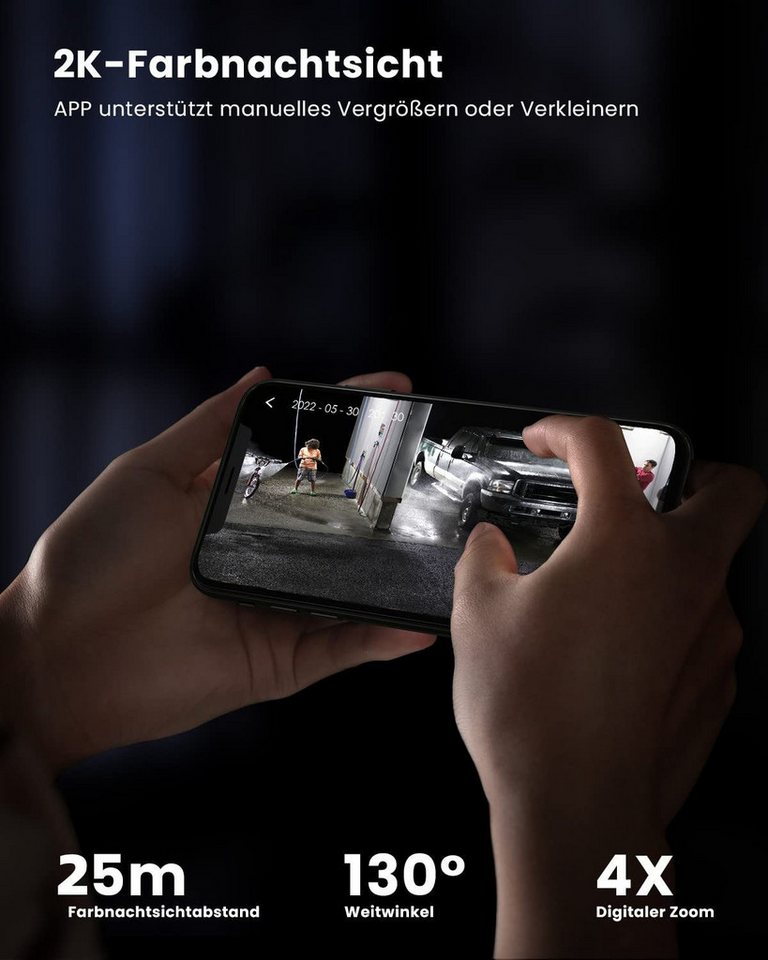 Topcony Überwachungskamera 2K 3MP Security Camera Überwachungskamera Aussen Solar WLAN Akku (Aussen, Außenbereich, Outdoor, Außen, Kabellos Überwachungskamera W – Bild 4 von 5