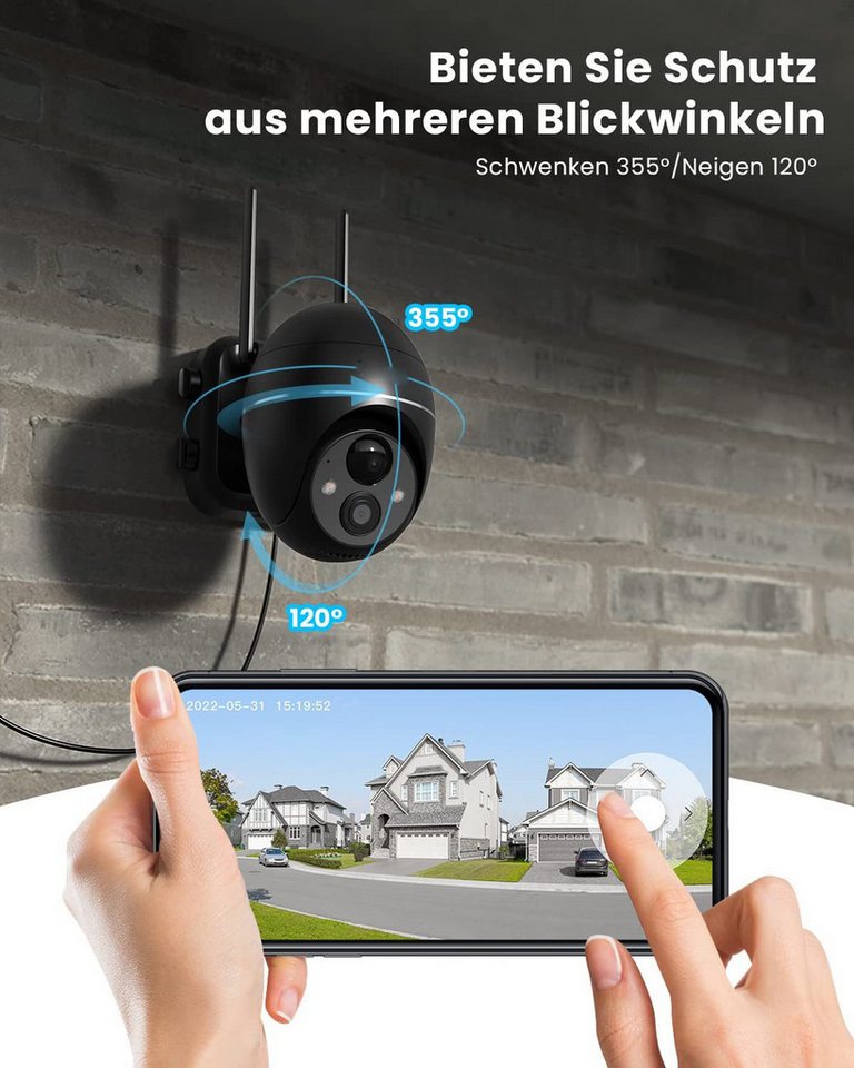 Topcony Überwachungskamera 2K 3MP Security Camera Überwachungskamera Aussen Solar WLAN Akku (Aussen, Außenbereich, Outdoor, Außen, Kabellos Überwachungskamera W – Bild 5 von 5