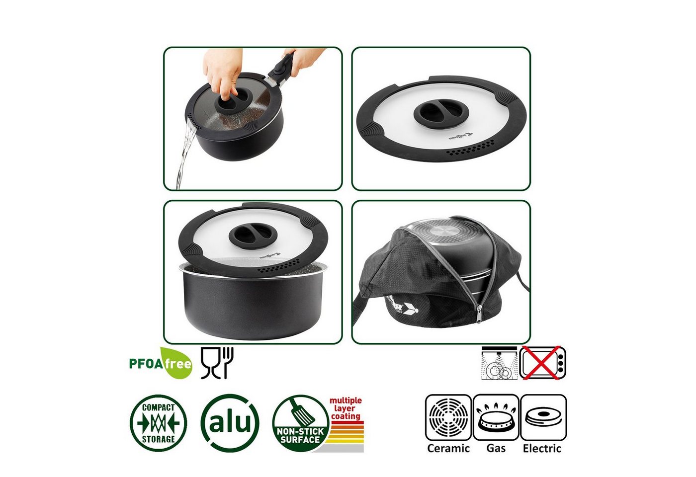 BRUNNER Topf-Set BRUNNER Camping Topfset PIRATE Vacublock Leicht, Stapelbar, Alu, (5-tlg) – Bild 5 von 5