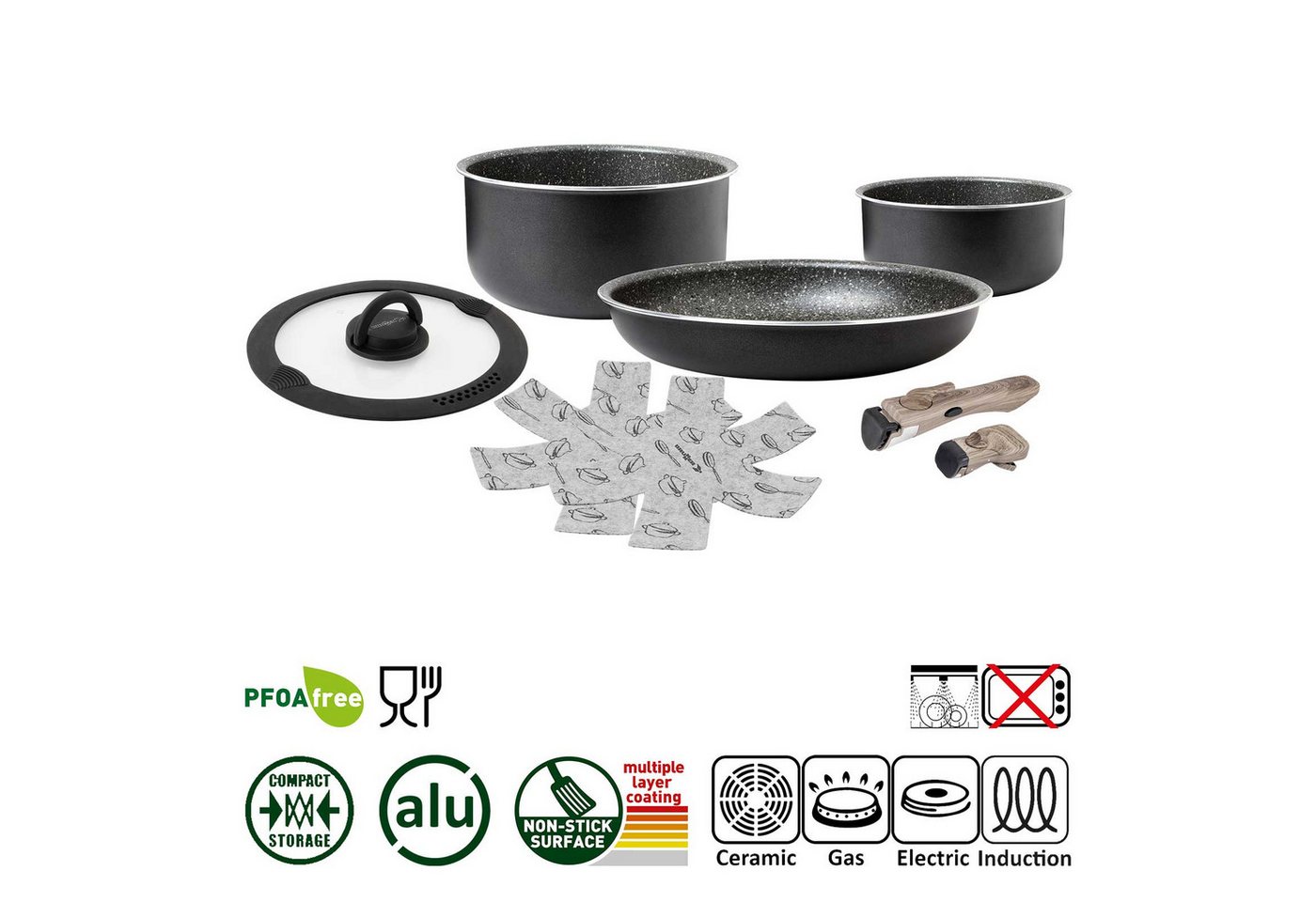 BRUNNER Topf-Set BRUNNER Camping Topfset PIRATE Vacublock Leicht, Stapelbar, Alu, (7-tlg) – Bild 3 von 5