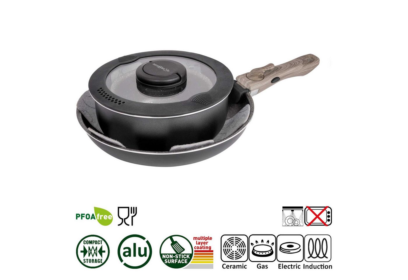 BRUNNER Topf-Set BRUNNER Camping Topfset PIRATE Vacublock Leicht, Stapelbar, Alu, (7-tlg) – Bild 4 von 5