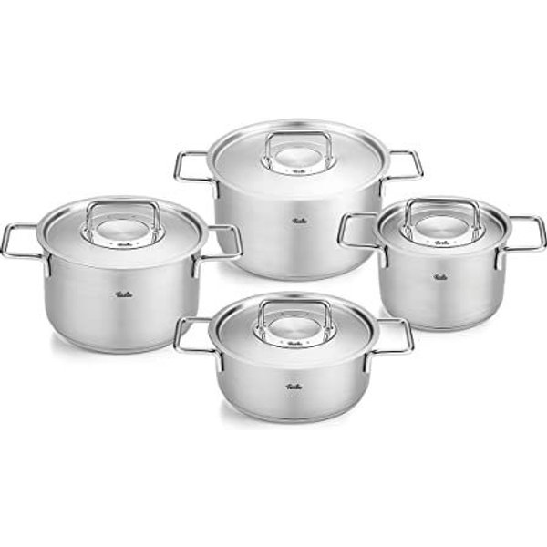 Fissler Topf-Set Fissler Pure Collection, Edelstahl 18/10 (Set, 4-tlg., Kochtopf 16/20/24 + Bratentopf 20cm), Made in Germany