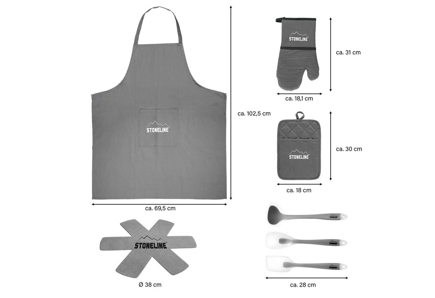STONELINE Topf-Set STONELINE® 17-teiliges Koch-Set, mit Glasdeckeln, Keramik, Aluminium (Set, 17-tlg), mit echten Steinpartikeln, induktionsgeeignet – Bild 3 von 5