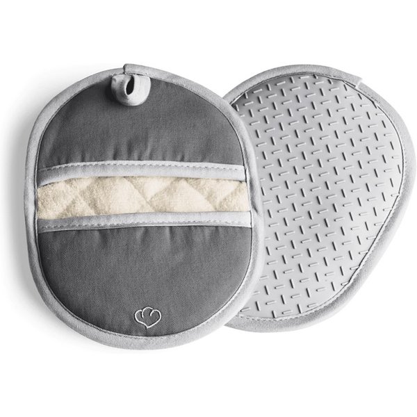 Springlane Topfhandschuhe SPRINGLANE Topflappen-Set 2-tlg. Grau, Silikon & Baumwolle, (2-tlg)