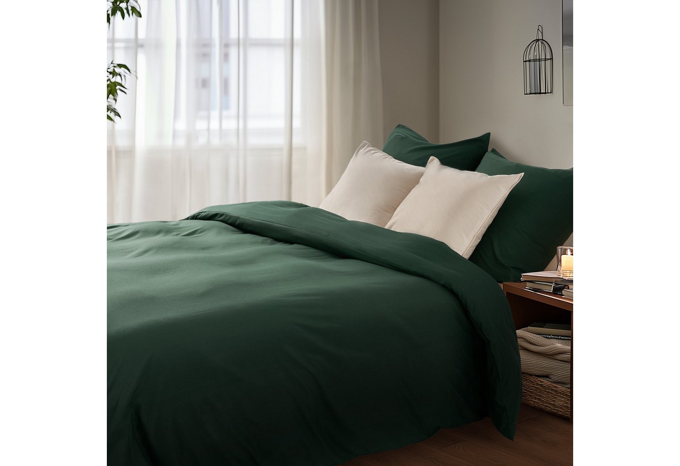 Topfinel Bettwäsche 135x200cm, Seersucker Bettwäsche-Sets, bügelfrei, allergiker, kühlende, 100% Mikrofaser, 3 teilig, Pflegeleicht, kuschelig, weich, Winter So – Bild 4 von 5