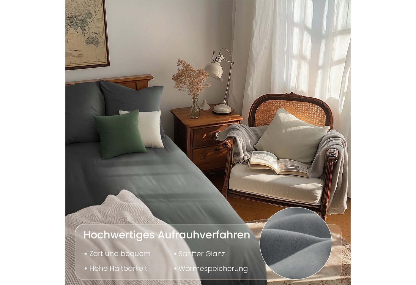 Topfinel Bettwäsche 135x200cm, Seersucker Bettwäsche-Sets, bügelfrei, allergiker, kühlende, 100% Mikrofaser, 3 teilig, Pflegeleicht, kuschelig, weich, Winter So – Bild 4 von 5