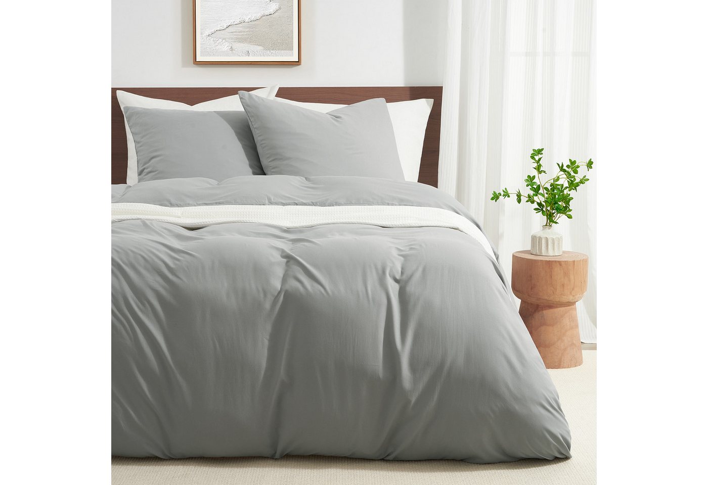 Topfinel Bettwäsche 135x200cm, Seersucker Bettwäsche-Sets, bügelfrei, allergiker, kühlende, 100% Mikrofaser, 4 teilig, Pflegeleicht, kuschelig, weich, Winter So – Bild 5 von 5