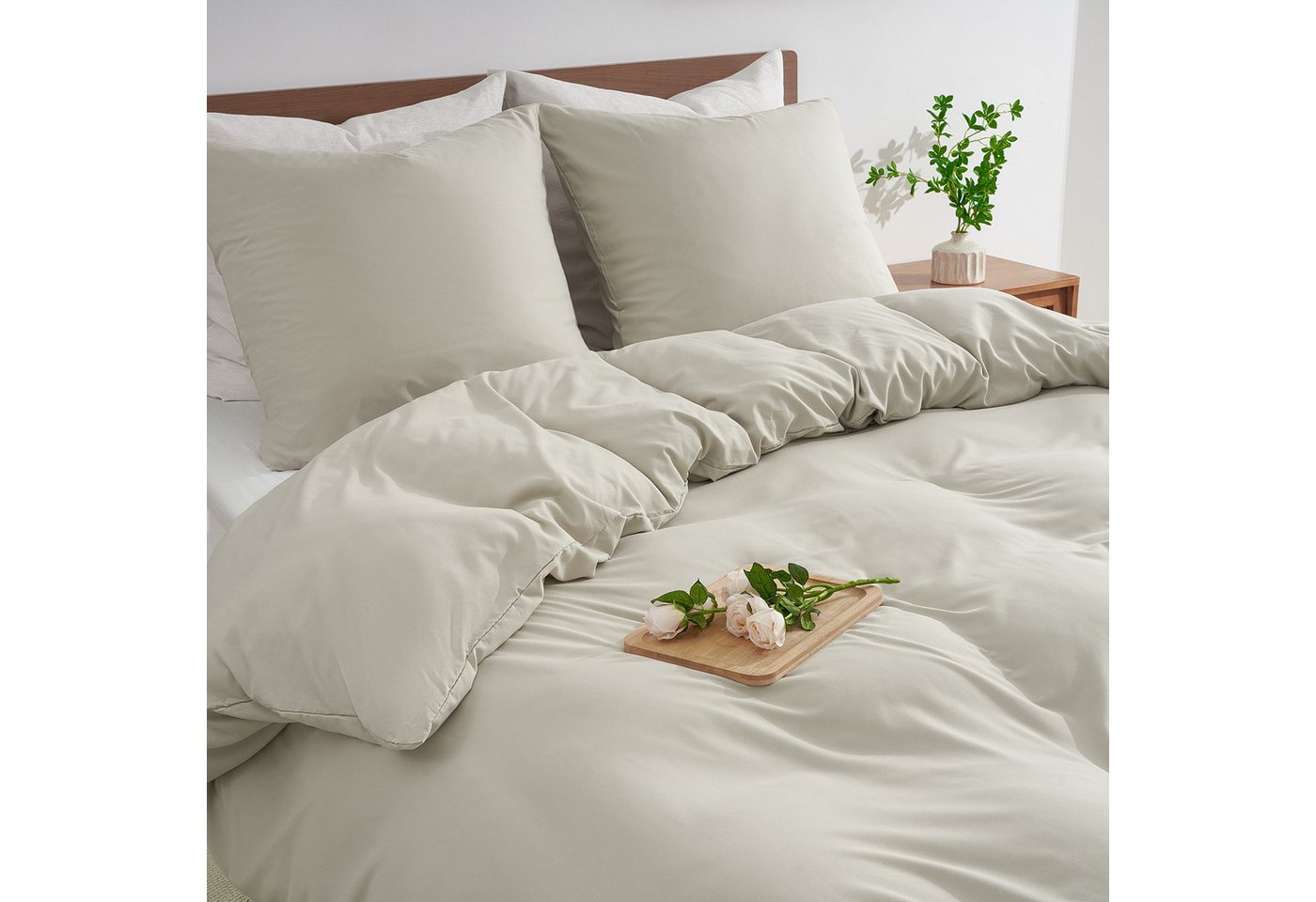 Topfinel Bettwäsche 135x200cm, Seersucker Bettwäsche-Sets, bügelfrei, allergiker, kühlende, 100% Mikrofaser, 3 teilig, Pflegeleicht, kuschelig, weich, Winter So – Bild 5 von 5