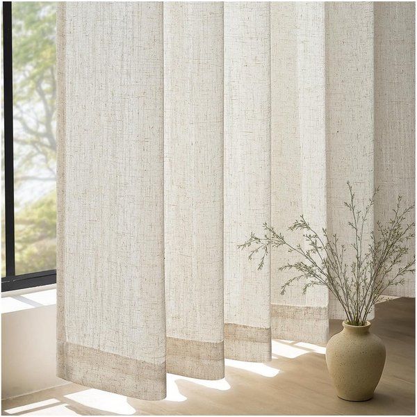 Topfinel Gardine Leinenoptik vorhänge mit kräuselband halbtransparent wohnzimmer (2 St), Kräuselband, halbtransparent, modern boho Naturfarbe 140x145cm kinderzi
