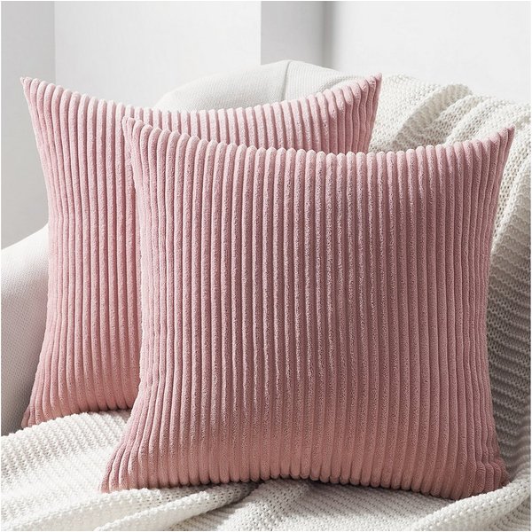 Topfinel Kissenbezug gestreiftes Muster,2er Set Kissenhülle Dekokissen Kissenbezug, Kordsamt 60x60 Sofakissen Couchkissen Zierkissenbezug Dekokissen