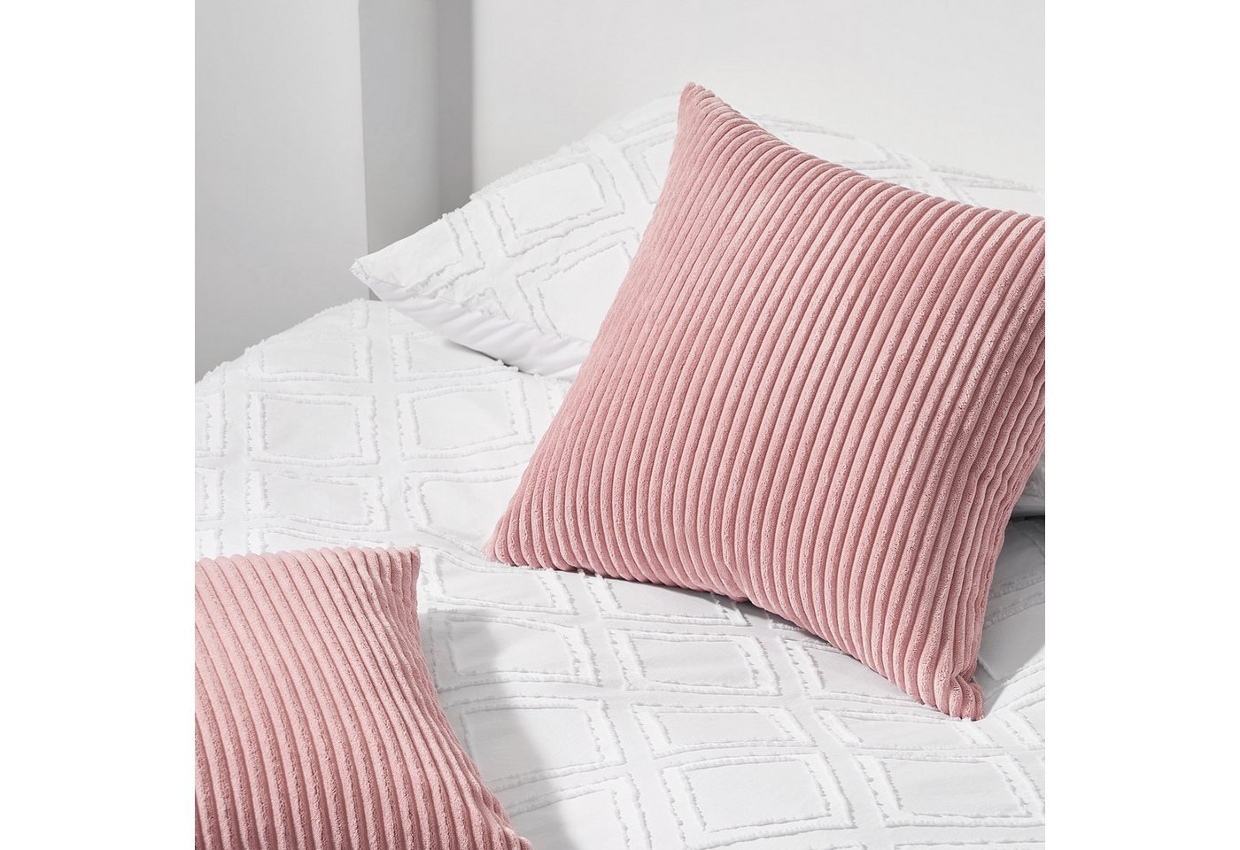 Topfinel Kissenbezug gestreiftes Muster,2er Set Kissenhülle Dekokissen Kissenbezug, Kordsamt 60x60 Sofakissen Couchkissen Zierkissenbezug Dekokissen – Bild 5 von 5