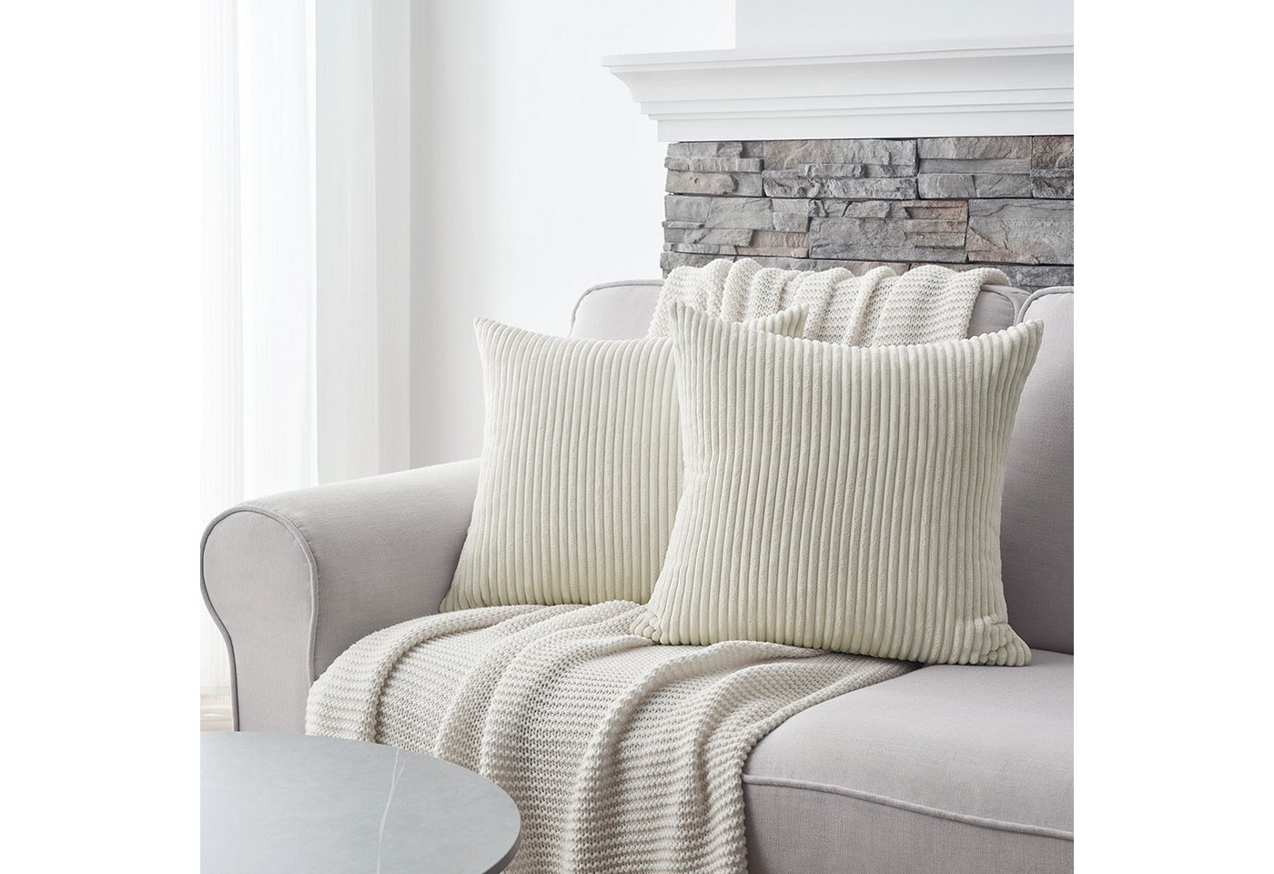 Topfinel Kissenbezug gestreiftes Muster,2er Set Kissenhülle Dekokissen Kissenbezug, Kordsamt 30x60 Sofakissen Couchkissen Zierkissenbezug Dekokissen – Bild 2 von 5