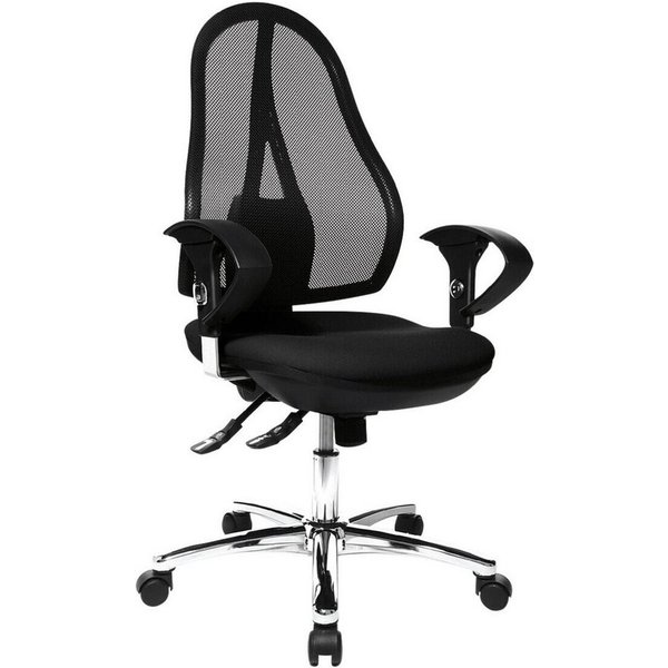 TOPSTAR Schreibtischstuhl Open Point SY Deluxe, verstellbare Armlehnen, Bandscheibensitz, Lehnenhöhe 58 cm