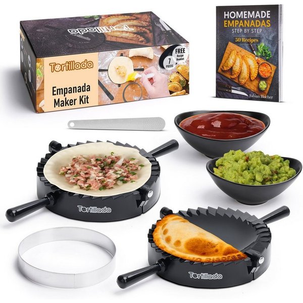 Tortillada Ausstechform Empanada und Teigtaschen, Kunststoff, (Set, 7-St., 7-teiliges Empanada-Set), für Empanadas, Ravioli und Teigtaschen