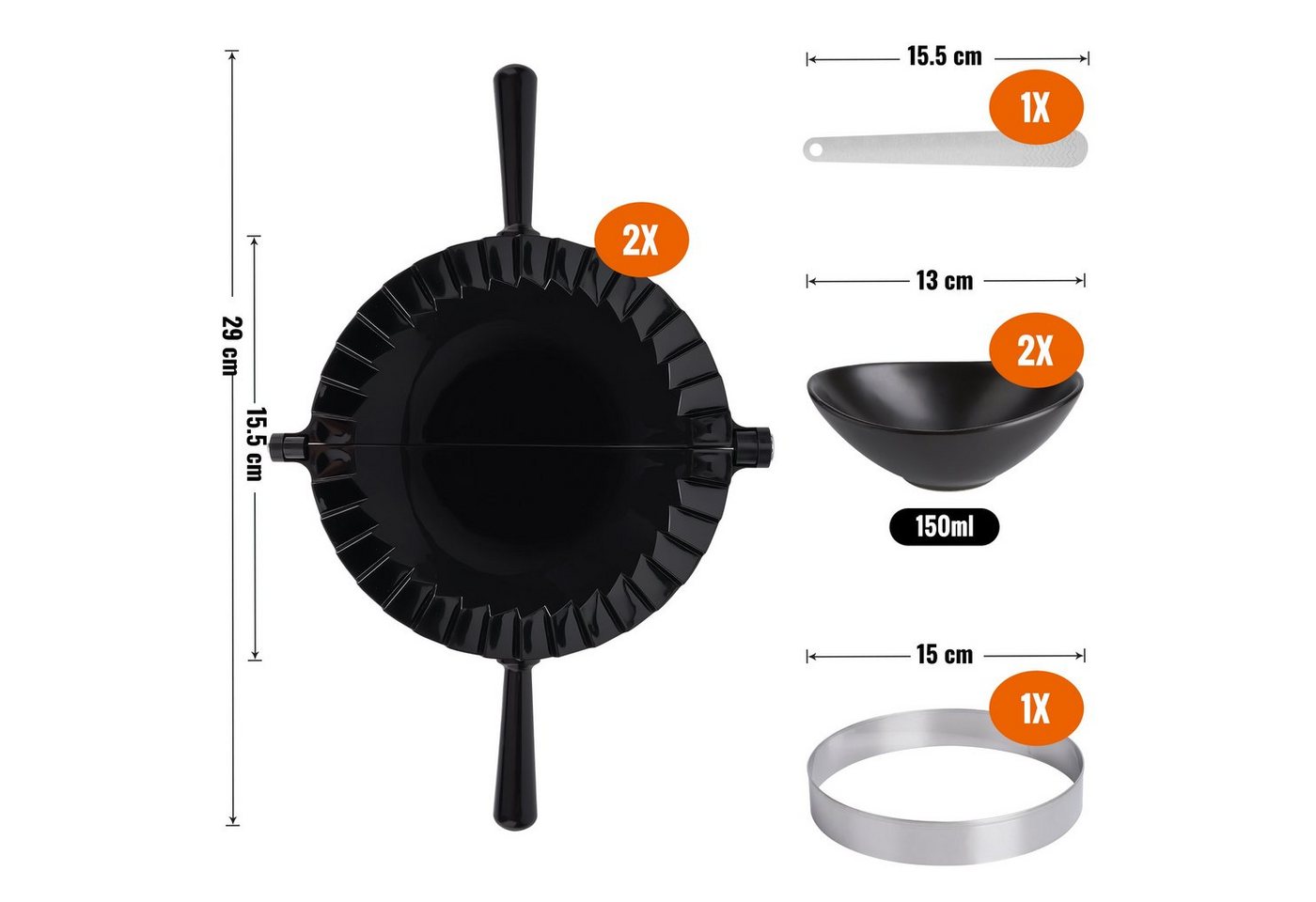 Tortillada Ausstechform Empanada und Teigtaschen, Kunststoff, (Set, 7-St., 7-teiliges Empanada-Set), für Empanadas, Ravioli und Teigtaschen – Bild 3 von 5