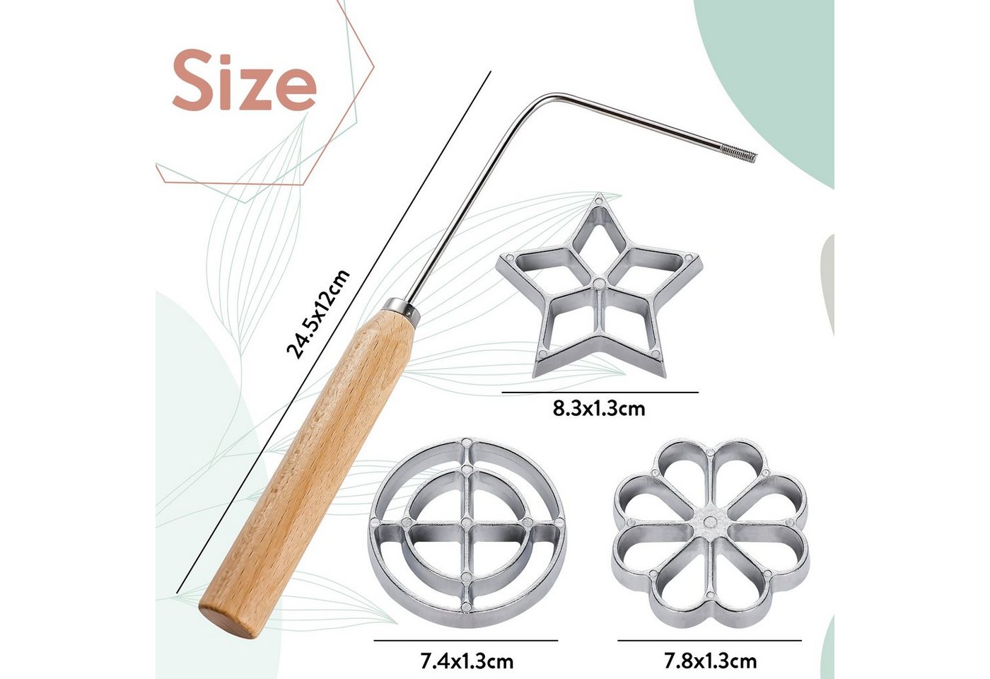 Tortillada Backform Bunuelos Rosetteneisen, (Set 3-tlg), mit 3 wechselbaren Formen – Bild 2 von 5