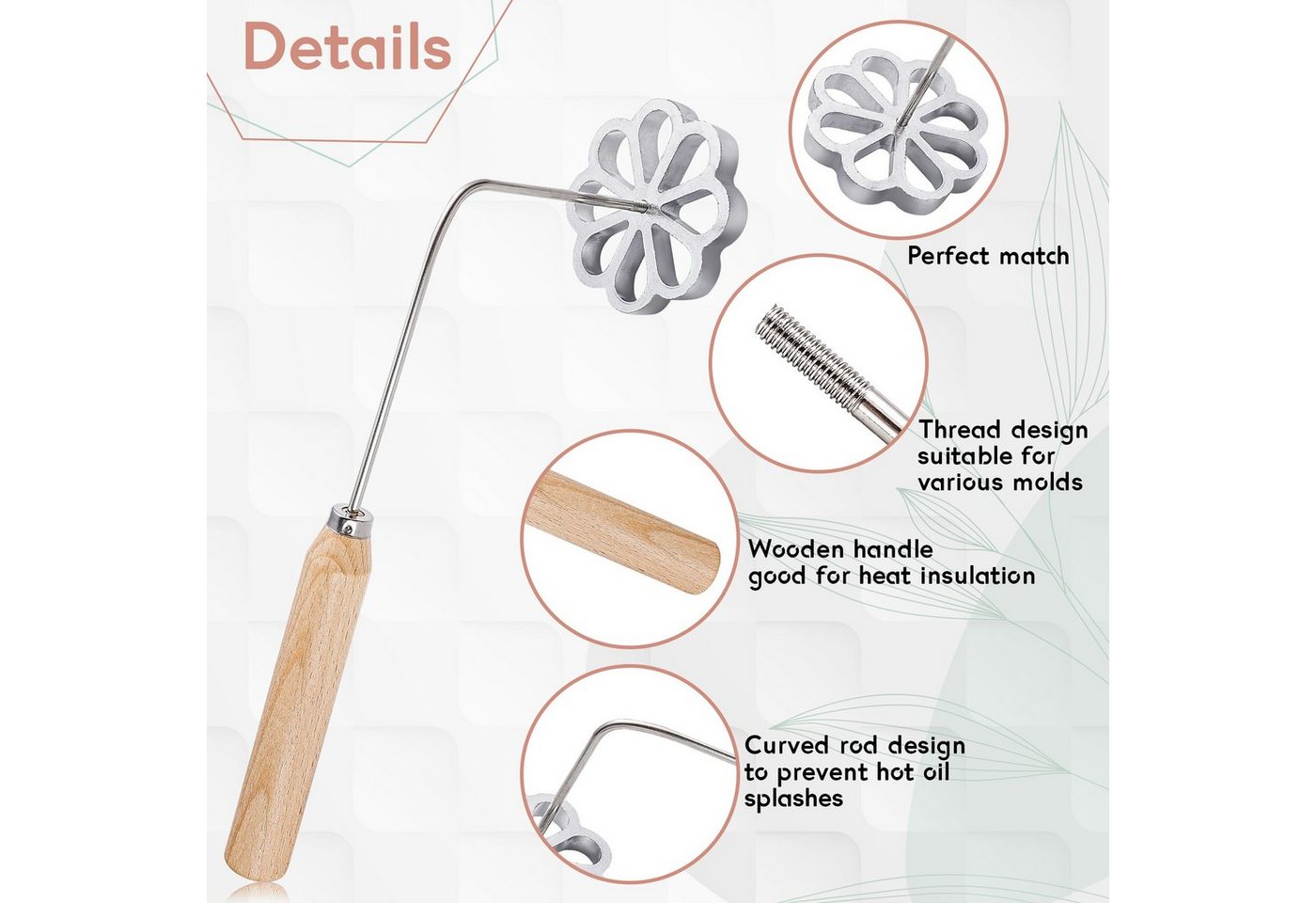 Tortillada Backform Bunuelos Rosetteneisen, (Set 3-tlg), mit 3 wechselbaren Formen – Bild 3 von 5