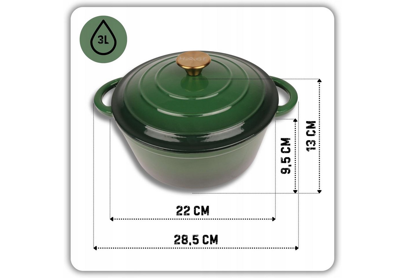Torvon Bräter Gusseisen-Topf emailliert 22 cm – Bild 3 von 5