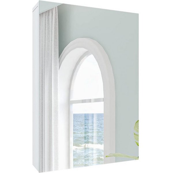ToteBox Badezimmerspiegelschrank mit verstellbarem Einlegeboden, Weiß 40 x 60 x 12 cm