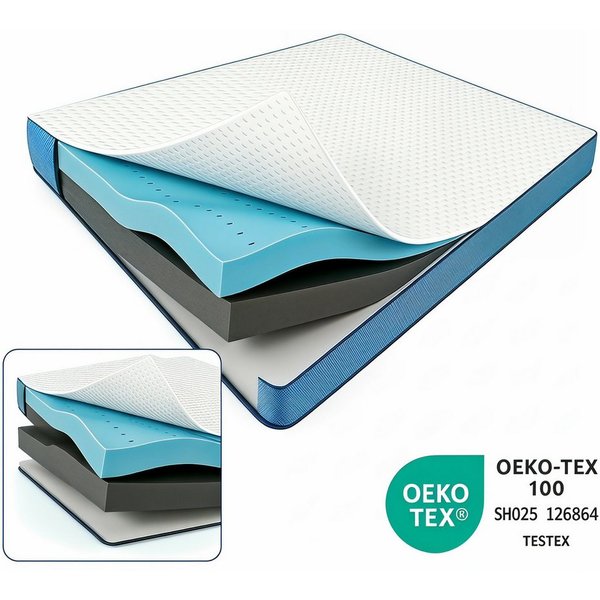 Totnz, Topper Gel Memory Foam Matratzentopper 90X200/120X200/140X200/160X200/180X200, 7.5 cm hoch, (waschbarer Bezug, OEKO‑TEX®-zertifiziert, atmungsaktiv & küh