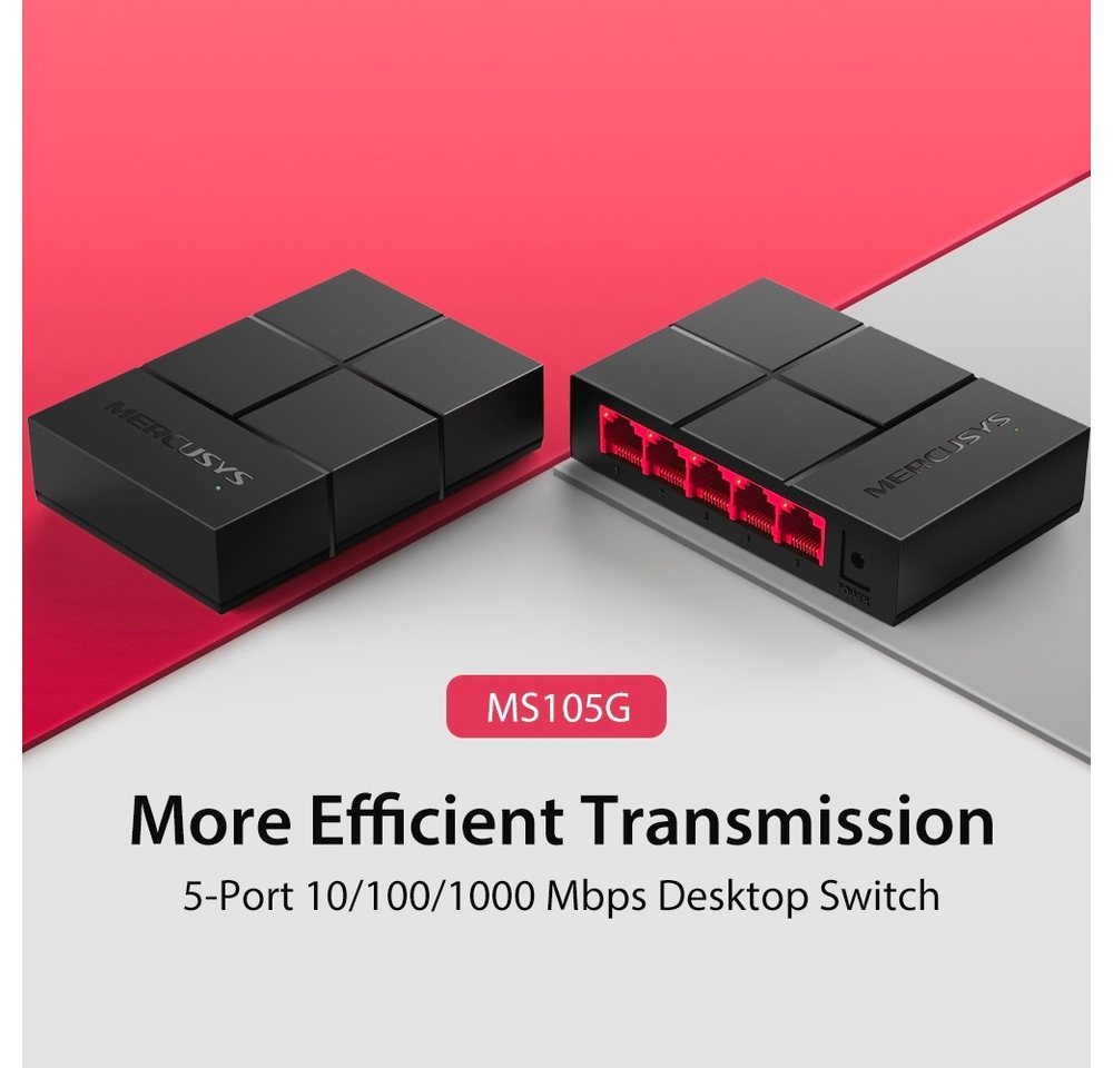 tp-link Mercusys MS105G 5-Port Gigabit Desktop Switch Netzwerk-Switch (Einfache Erweiterung des verkabelten Netzwerks) – Bild 4 von 5