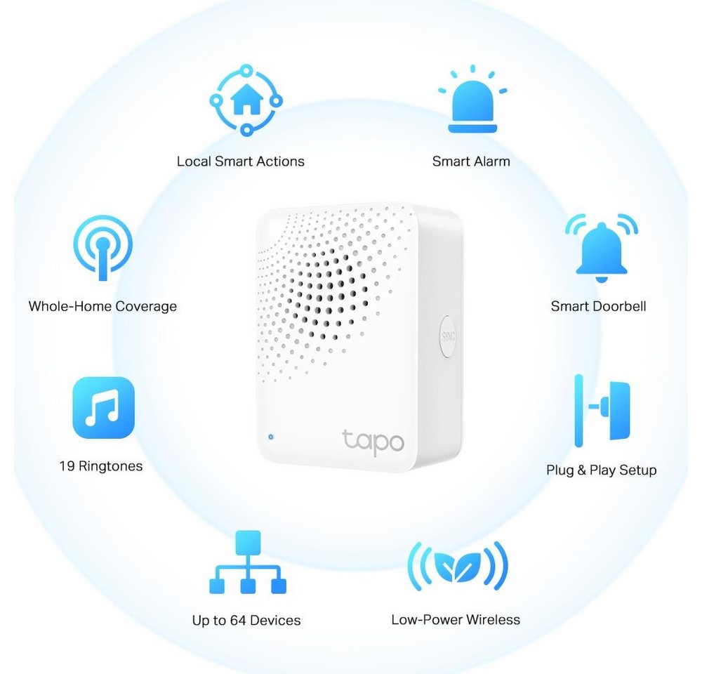 tp-link Tapo H100 Smart-Home-Zubehör, Smart Hub mit Alarmfunktion und intelligenter Türklingel – Bild 2 von 5