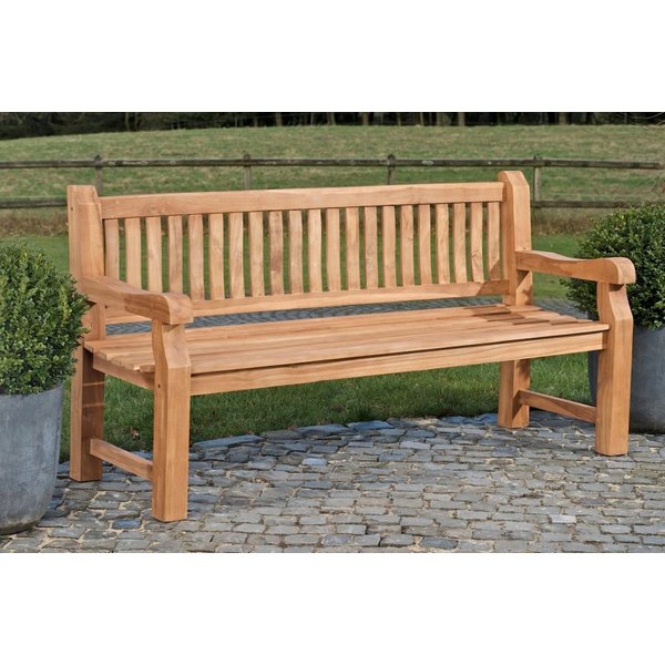 TPFGarden Gartenbank Jacky, Teakholz Sitzbank Garten Bank massiv Sprossen-Design Breite 120cm