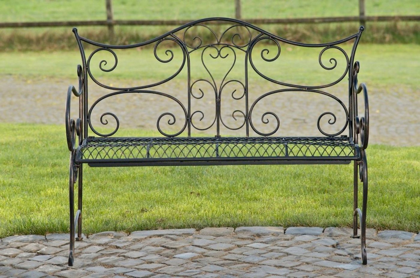 TPFGarden Gartenbank Targo, hochwertige lackierte Metallbank Eisenbank für 3 Personen Bronze – Bild 2 von 5
