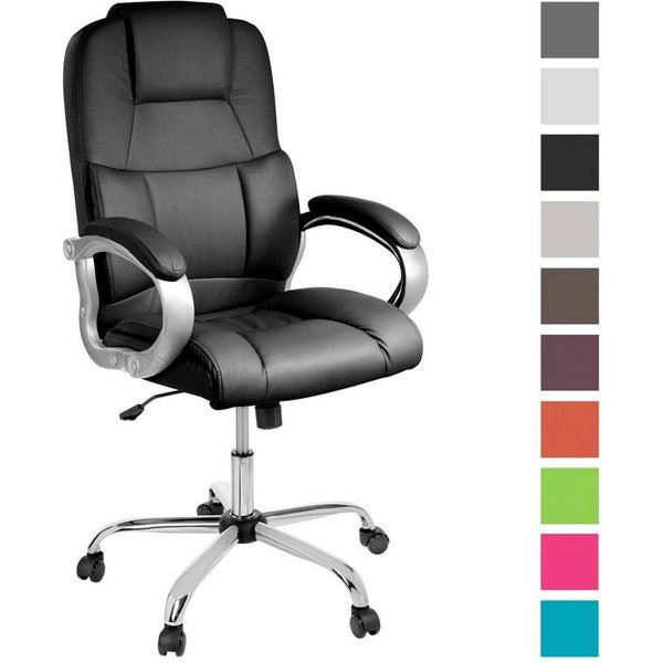 TPFLiving Chefsessel Denver mit abgebremsten Rollen (XXL Bürostuhl ergonomisch gepolsterter Schreibtischstuhl), Drehstuhl aus Kunstleder, Belastbarkeit bis 150 