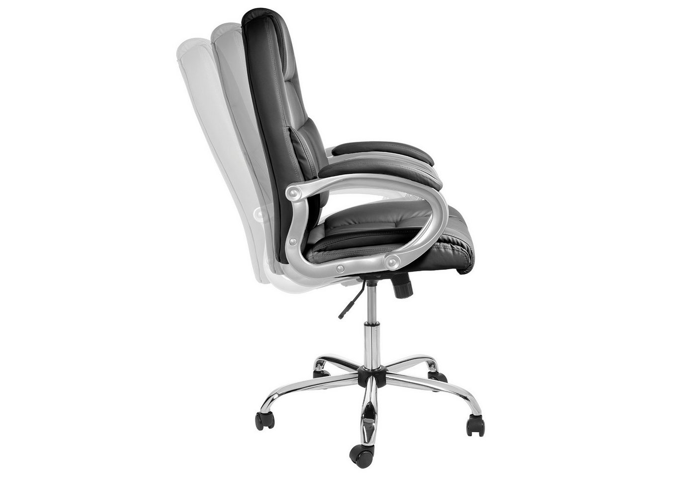 TPFLiving Chefsessel Denver mit abgebremsten Rollen (XXL Bürostuhl ergonomisch gepolsterter Schreibtischstuhl), Drehstuhl aus Kunstleder, Belastbarkeit bis 150  – Bild 3 von 5