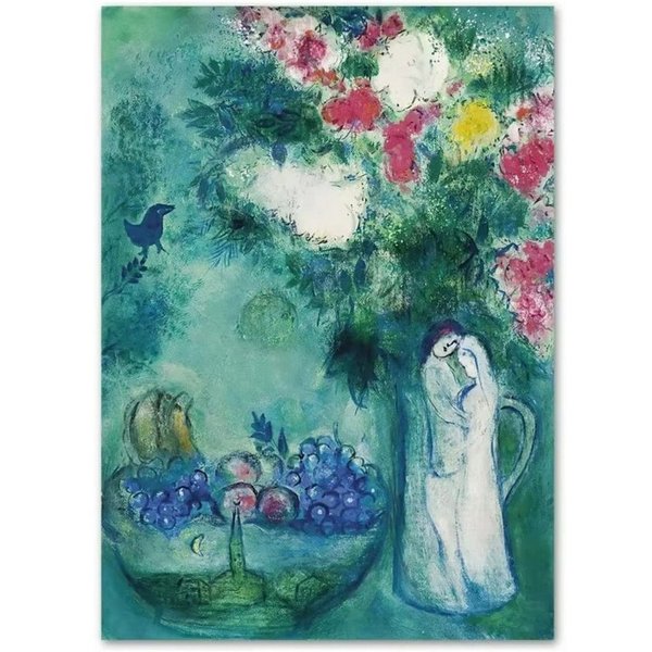TPFLiving Kunstdruck (OHNE RAHMEN) Poster - Leinwand - Wandbild, Marc Chagall, Surrealismus, Menschliches Leben, abstrakte Leinwand (Leinwandbild XXL), Farben: 