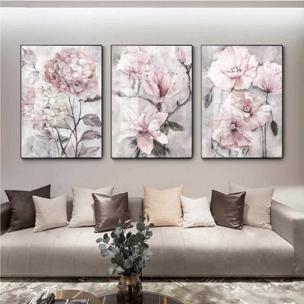 TPFLiving Kunstdruck (OHNE RAHMEN) Poster - Leinwand - Wandbild, Rosa Blumen - 3 Motive in 17 Größen zur Auswahl - (Auch in DIN A4, DIN A3 und DIN A2 - Günstige