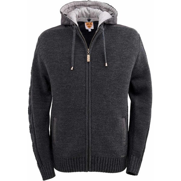 Maddox Trachtenstrickjacke MADDOX Herren 'Bruneck' mit Kapuze, Anthrazit