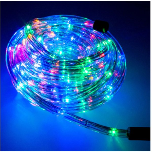Trade-Shop LED-Lichterschlauch Helles LED Lichtband Lichtschlauch 36 LED/M für Wohnung, RGB 5m, Länge des Stromkabels: ca. 40cm / Set mit Endkappe und Montagecl