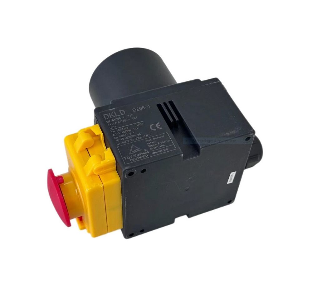 Trade-Shop Schalter Geräteschalter Schalter-Stecker-Kombination für einphasige Maschinen, mit Schutzkappe und Notaus-Klappe für zusätzlichen Schutz – Bild 4 von 4