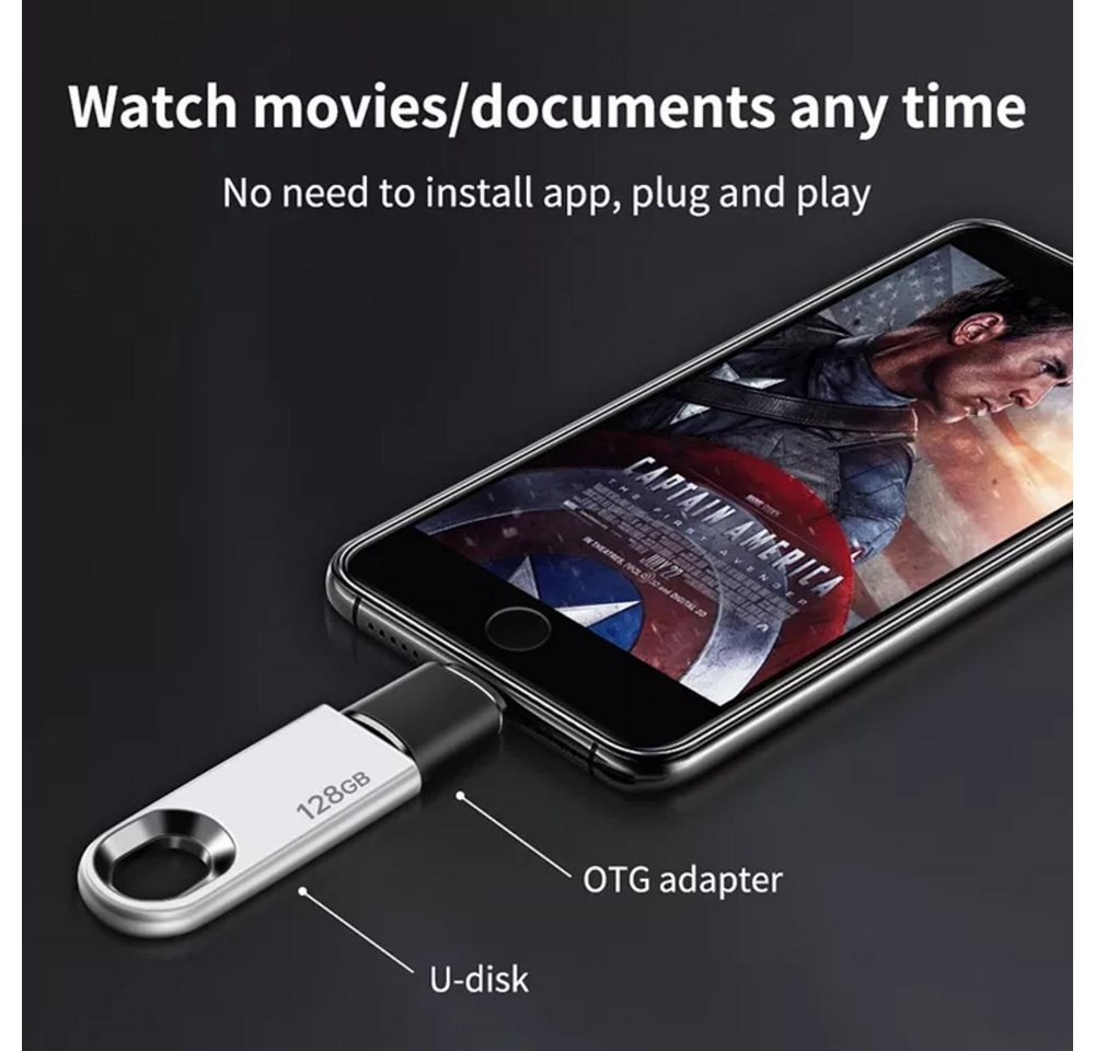 TradeNation USB A 3.0 auf Lightning Adapter OTG iPhone iPad USB-Stick Daten Laden Smartphone-Adapter Lightning zu USB 3.0 Typ A, Schnelles Laden, Plug & Play, U – Bild 2 von 5