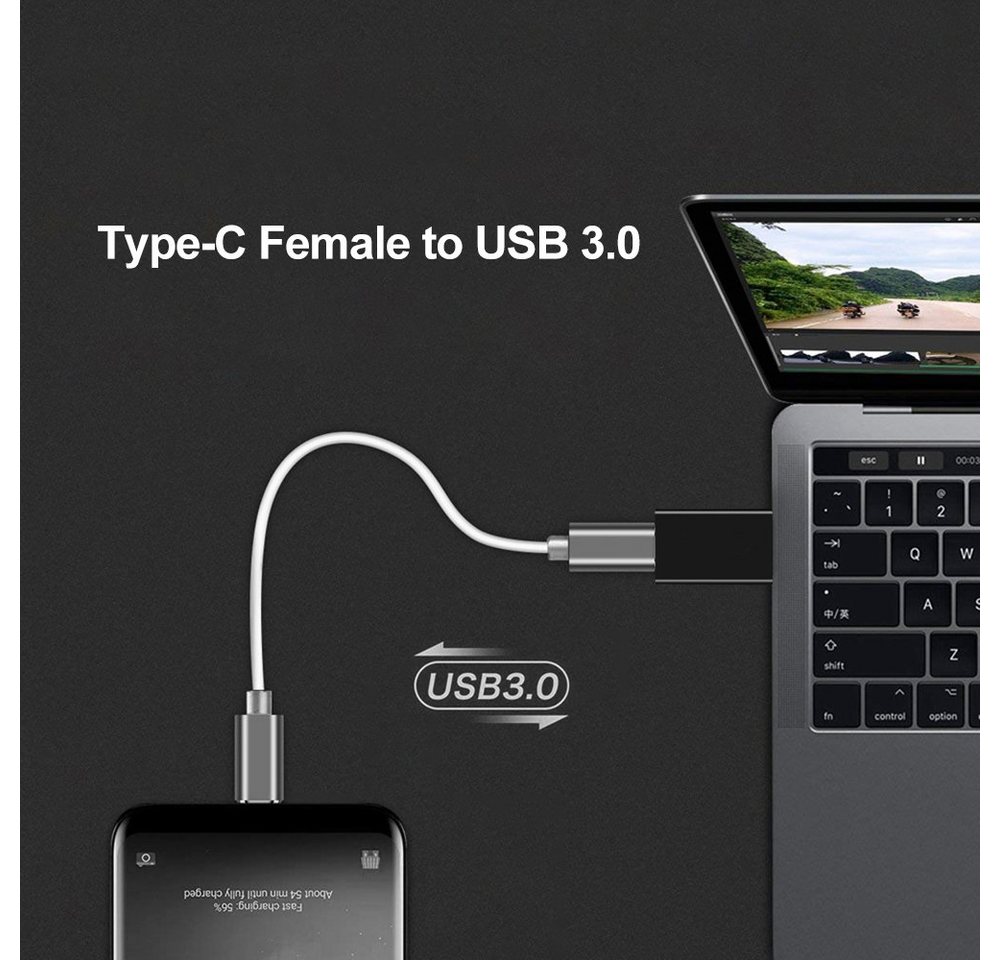 TradeNation USB Adapter Stecker USB C OTG Ladeadapter Konverter USB A auf USB C Smartphone-Adapter USB 3.0 Typ A zu USB-C, Plug and Play OTG USB 3.0 – Bild 3 von 3