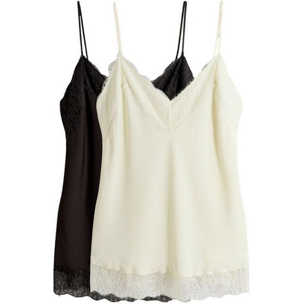 The Set Trägertop The Set Satin-Tops mit Spitze, 2er-Pack (2-tlg)