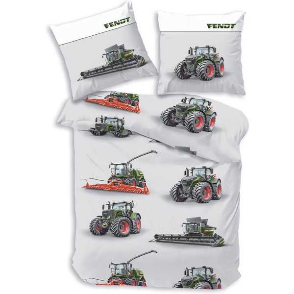 Träumschön Bettwäsche Biber 135x200 cm, FENDT Traktor & Mähdrescher aus 100% Baumwolle, Biber, 2 teilig, mit Reißverschluss, 100% Baumwolle, kuschelig warm im W