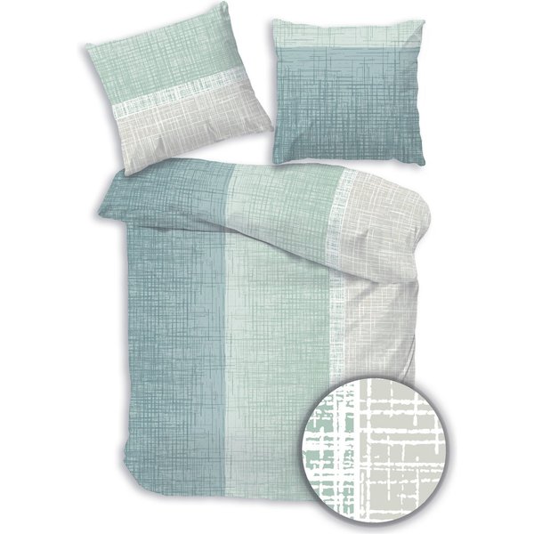 Träumschön Bettwäsche Premium Baumwolle 135x200 oder 155x220 cm, Calm Grün, Renforcé, 2 teilig, mit Reißverschluss, 100% Baumwolle, luftig leichte Sommerbettwäs
