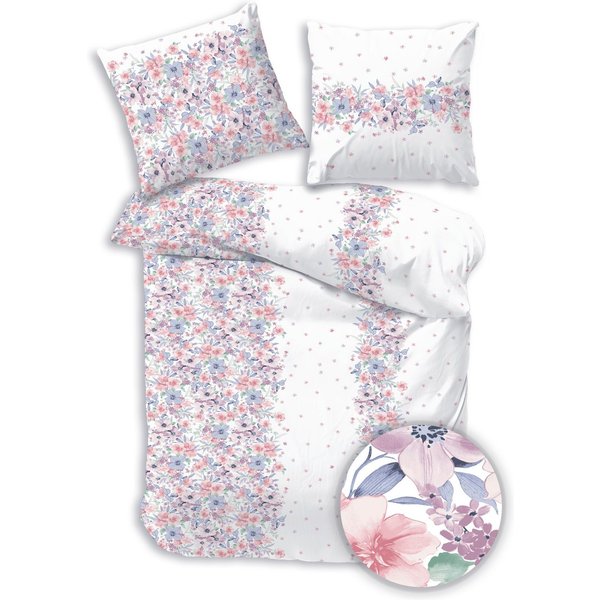 Träumschön Bettwäsche Premium Bettwäsche 135x200 oder 155x220 cm Baumwolle, Blumen, Renforcé, 2 teilig, mit Reißverschluss, 100% Baumwolle, luftig leichte Somme