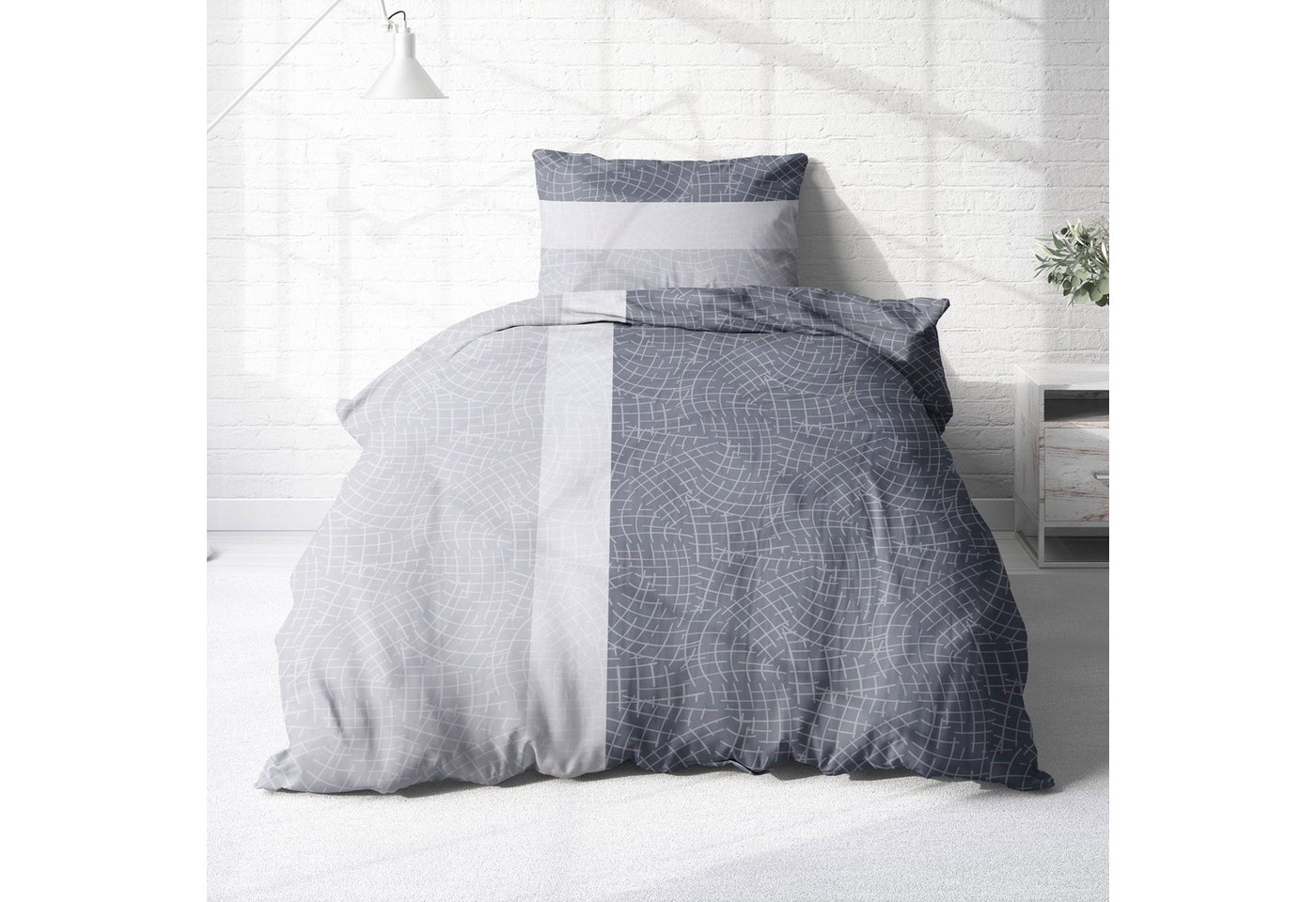 Träumschön Bettwäsche Premium Bettwäsche 135x200 oder 155x220 cm Baumwolle, Platin, Renforcé, 2 teilig, mit Reißverschluss, 100% Baumwolle, luftig leichte Somme – Bild 2 von 5