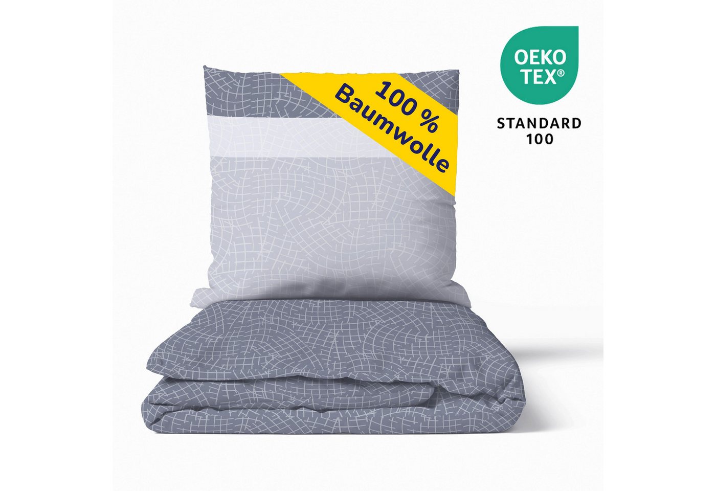 Träumschön Bettwäsche Premium Bettwäsche 135x200 oder 155x220 cm Baumwolle, Platin, Renforcé, 2 teilig, mit Reißverschluss, 100% Baumwolle, luftig leichte Somme – Bild 4 von 5