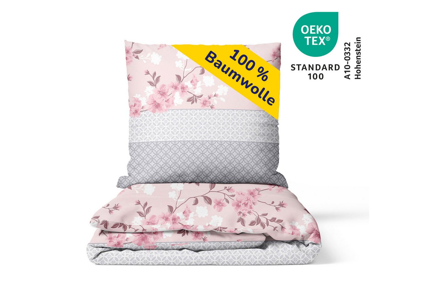 Träumschön Bettwäsche Premium Bettwäsche 135x200 oder 155x220 cm Baumwolle, Blumenmuster, Renforcé, 2 teilig, mit Reißverschluss, 100% Baumwolle, luftig leichte – Bild 2 von 5