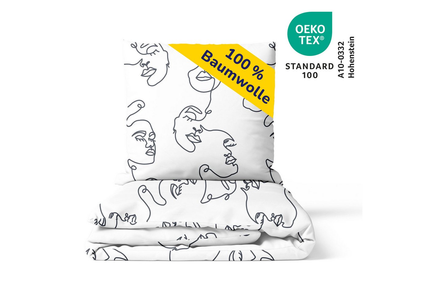 Träumschön Bettwäsche Premium Bettwäsche 135x200 oder 155x220 cm Baumwolle, One Line, Renforcé, 2 teilig, mit Reißverschluss, 100% Baumwolle, luftig leichte Som – Bild 3 von 5