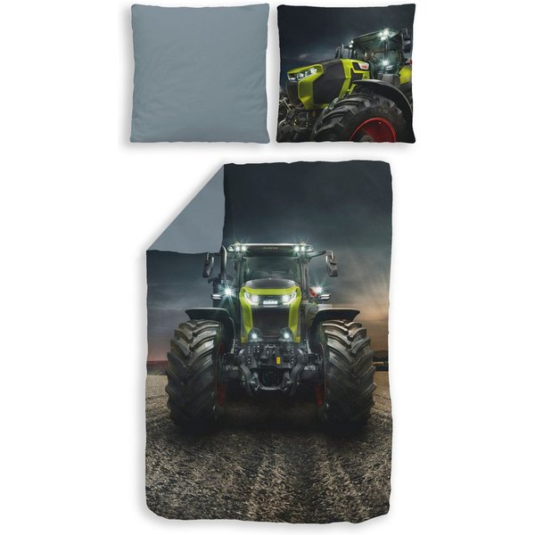 Träumschön Jugendbettwäsche CLAAS Premium Baumwolle 135x200 cm, Axion Traktoren, Renforcé, 2 teilig, mit Reißverschluss, 100% Baumwolle, Lizenz-Bettwäsche