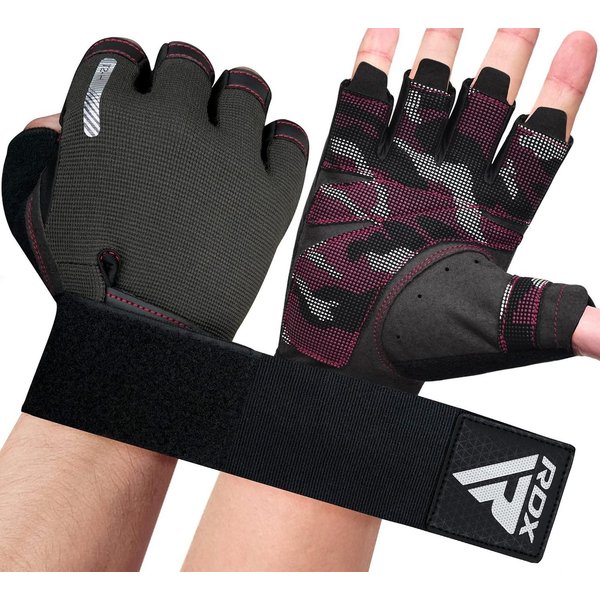 RDX Trainingshandschuhe RDX Gewichtheberhandschuhe, extra dehnbare lange Handgelenkstütze