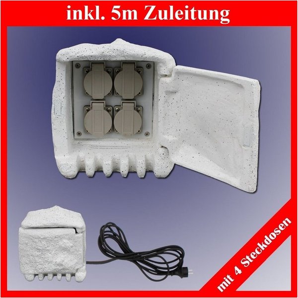 TRANGO Gartensteckdose, inkl. ca. 5 Meter Zuleitungskabel