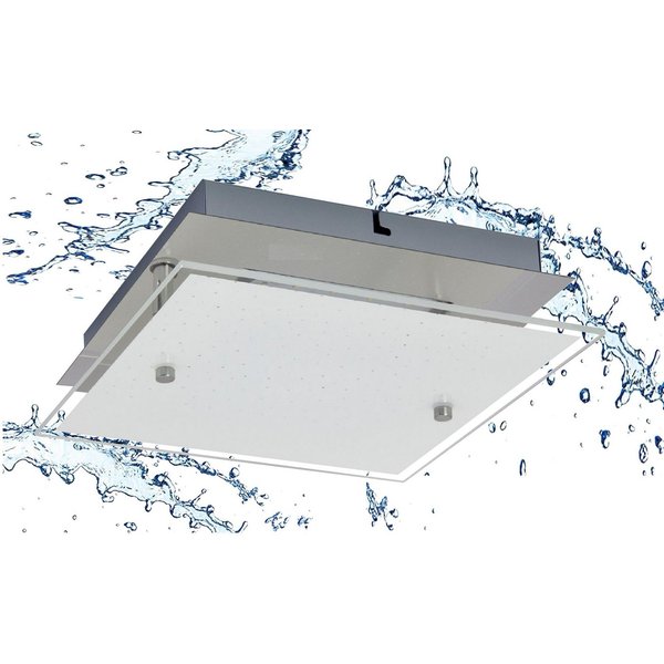 TRANGO LED Deckenleuchte, Dimmfunktion, 3102 Feuchtraum IP44 LED Deckenstrahler Eckig für Bad 3-Stufen dimmbar *LILY* inkl. 12 Watt 3000K warmweiß LED Modul, De