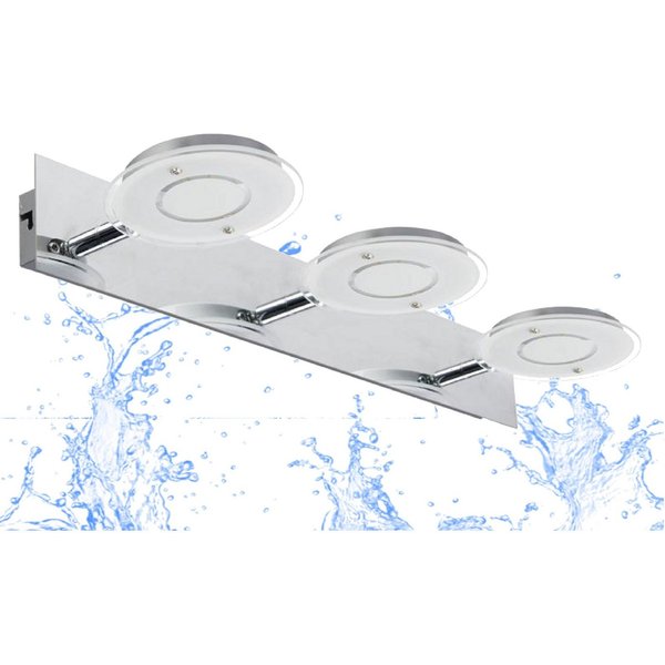 TRANGO LED Deckenleuchte, 2114 Modern 3-flammig IP44 Spiegelleuchte *COOL* inkl. 3x 4,5 Watt 3000K warmweiß LED Modul Badleuchte 420mm lang mit schwenkbar und d